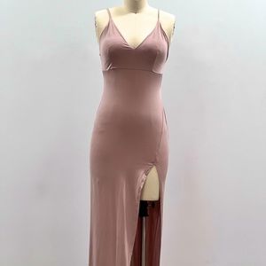 Spaghetti Strap Thigh High Split Dress